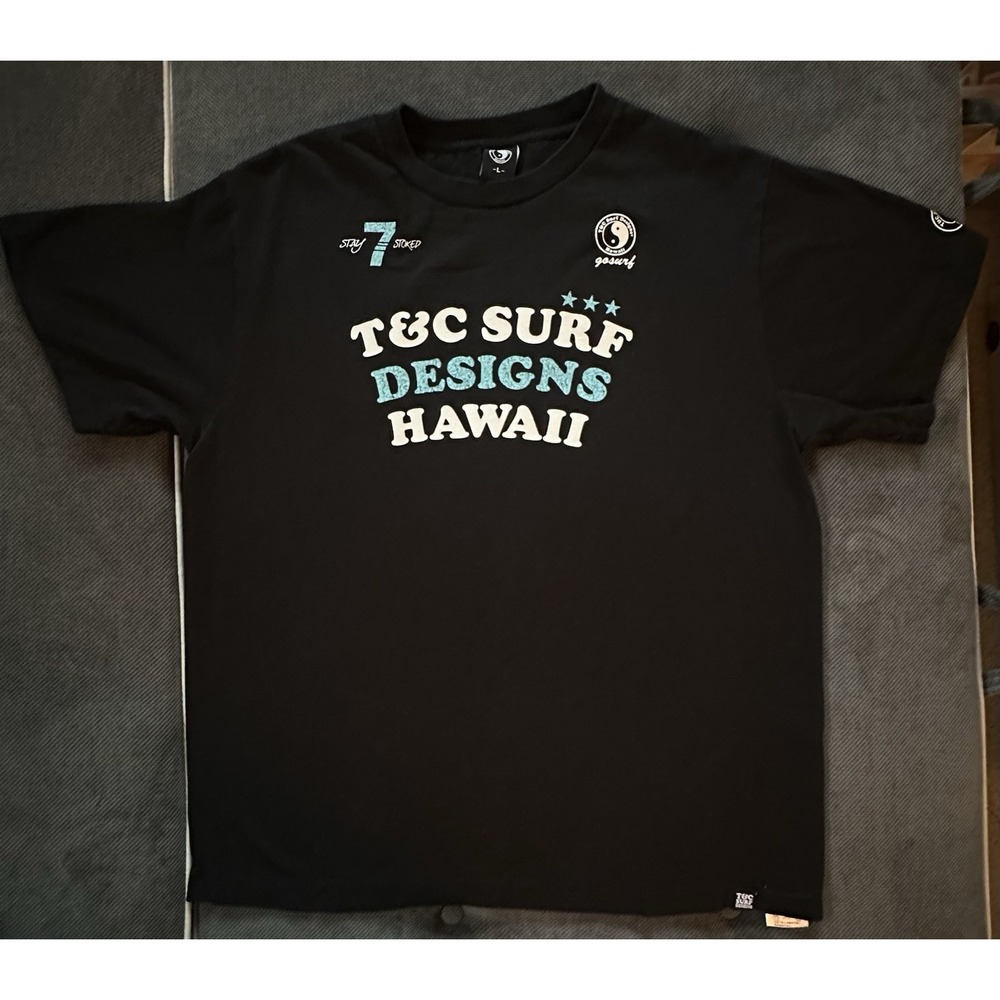 90's T&C Surf Designs Hawaii Shirt Black Men's Large